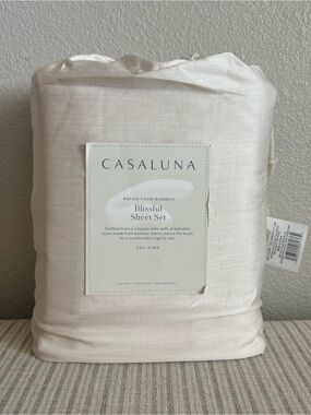 NWT California King 400 Thread Count Rayon from Bamboo Sheets Natural - Casaluna